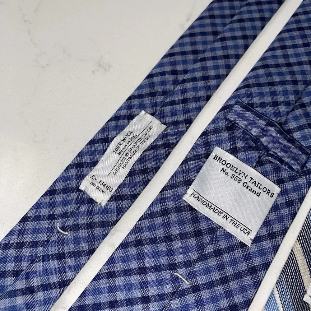 Brooklyn Tailors Handmade Wool Neck Ties Striped Woven in Italy Skinny Business